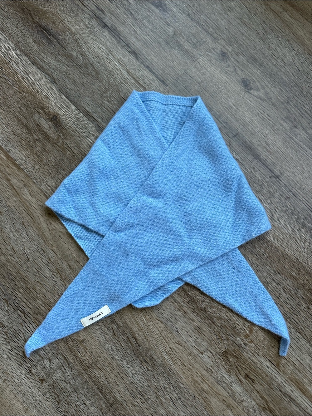 Wool Blue Triangle Scarf - Picture 4 of 5